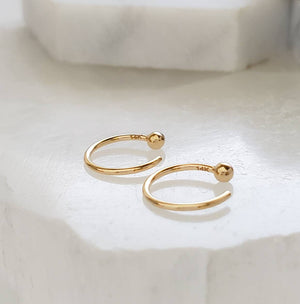 14k Gold Hug Hoops • 20g • Thin Ball Hoops • Open Ball Hoop • Modern Hoops • Dainty Hug Hoops • Delicate Open Hoops • Nose Hoop • Earrings