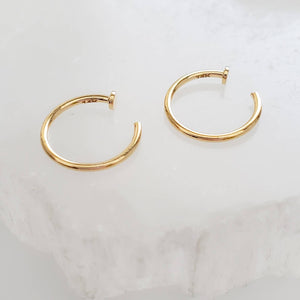 14k Gold Dot Hug Hoops • 18 Gauge or 20 Gauge • 14 Karat Hoops • Open Skinny Hoop • Modern Hoops • Dainty Hug Hoops • Delicate Open Hoops