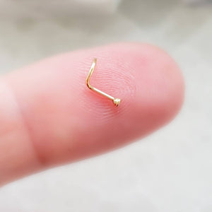 14K Gold Nose Screw with 1.5mm Diamond CZ. 20G But Studio Blue on Etsy