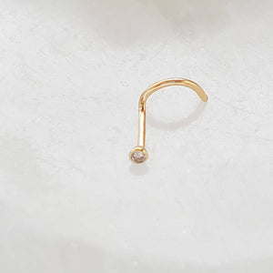 14K Gold Nose Screw with 1.5mm Diamond CZ. 20G But Studio Blue on Etsy