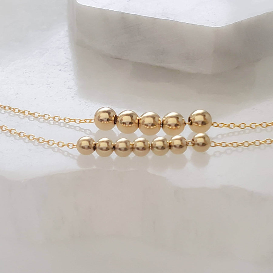 Floating Bead Necklace • Delicate Gold Necklace • Multiple Bead Necklace • Customize • Personalize • Dainty Jewelry • Minimalist Style