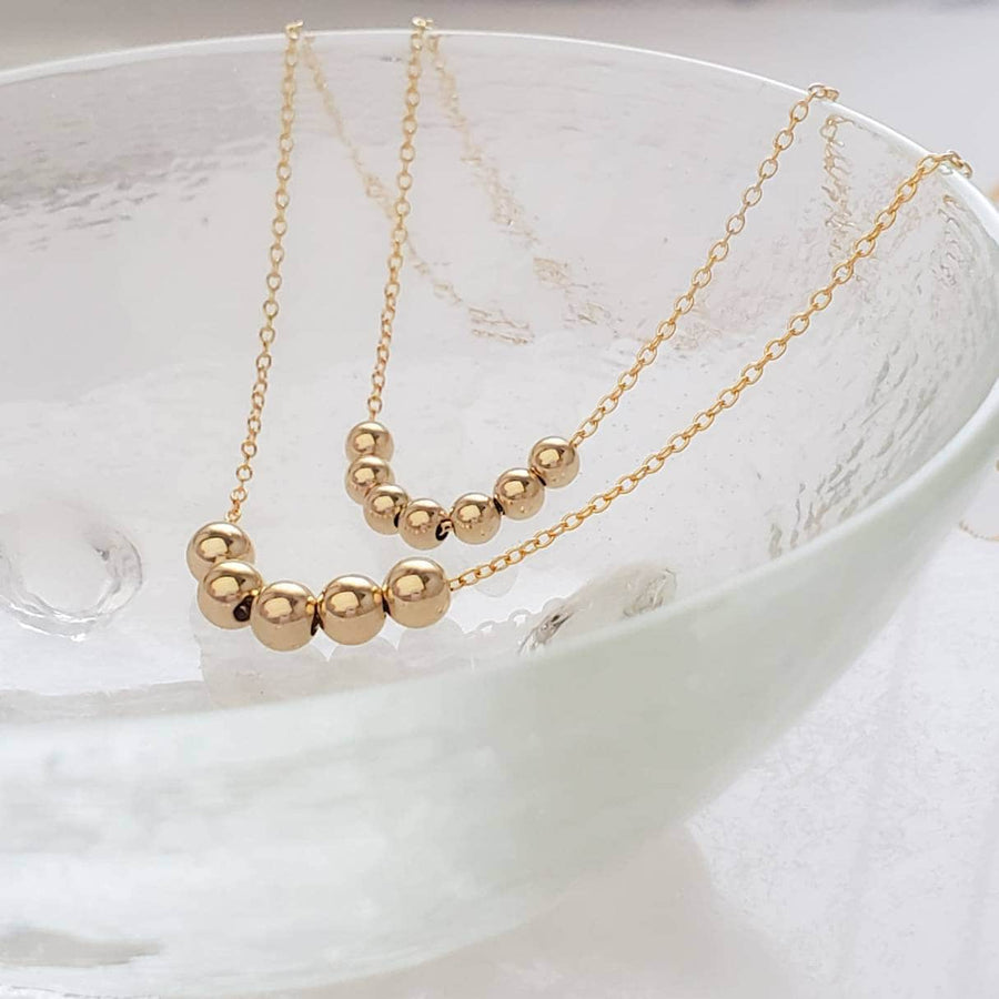 Floating Bead Necklace • Delicate Gold Necklace • Multiple Bead Necklace • Customize • Personalize • Dainty Jewelry • Minimalist Style