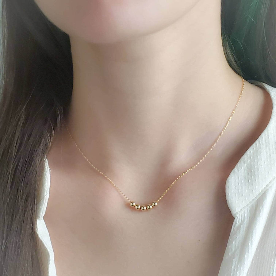 Floating Bead Necklace • Delicate Gold Necklace • Multiple Bead Necklace • Customize • Personalize • Dainty Jewelry • Minimalist Style