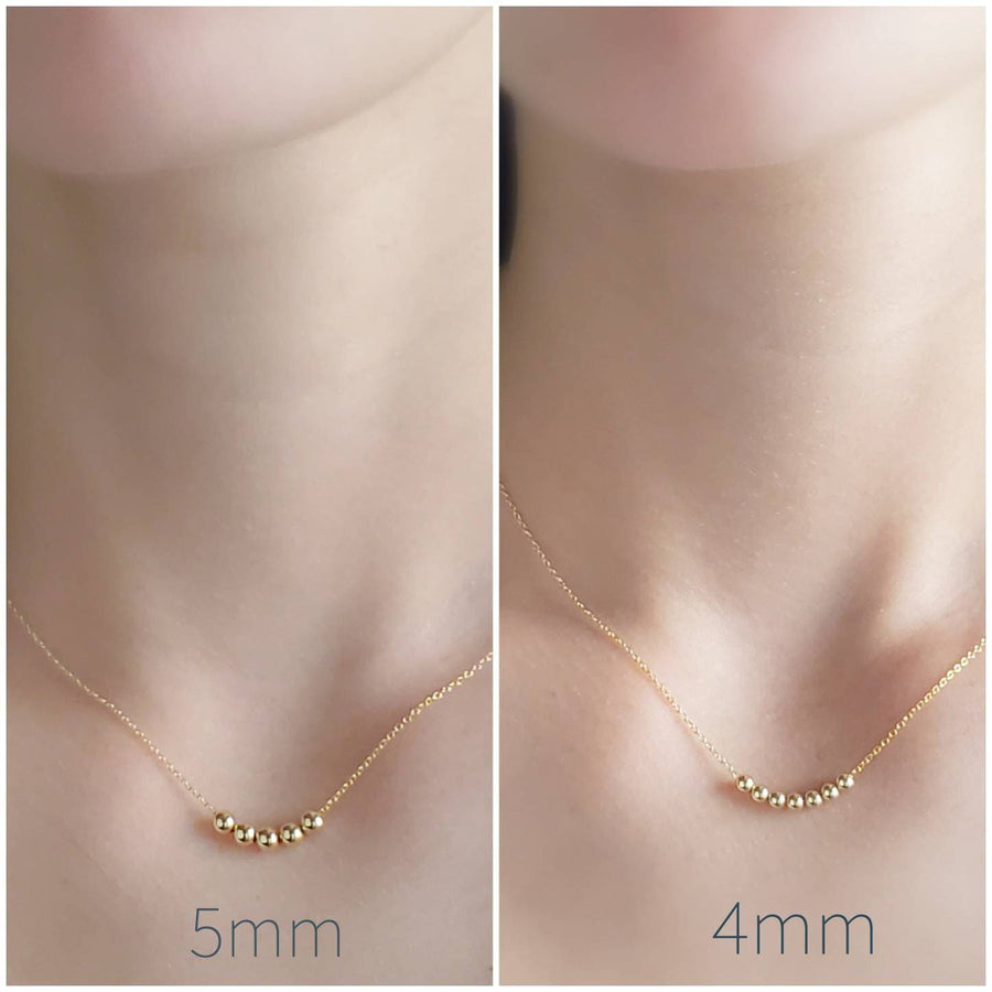 Floating Bead Necklace • Delicate Gold Necklace • Multiple Bead Necklace • Customize • Personalize • Dainty Jewelry • Minimalist Style