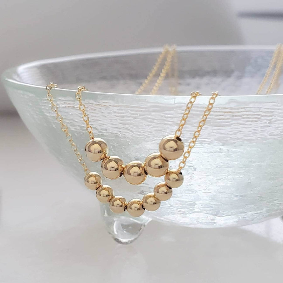 Floating Bead Necklace • Delicate Gold Necklace • Multiple Bead Necklace • Customize • Personalize • Dainty Jewelry • Minimalist Style