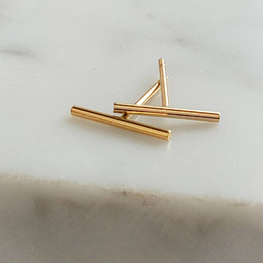 Little Modern Bar Studs • Silver Bar Earrings • Dainty Minimalist Studs • Tiny Bar Studs • Multiple Piercings • Clean Lines • Ear Stack