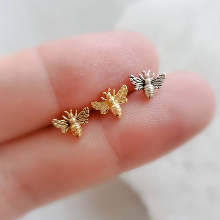 Tiny Honey Bee Studs • Dainty Bee Earrings • Bumble Bee Studs • Tiny Gold Bees • Little Bee Earring Studs • Delicate Bee Jewelry • Gift