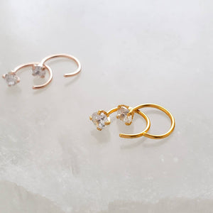 Our TINIEST Sparkle Hug Hoops • 20 Gauge • Thin CZ Hoops • Open Skinny Hoop • Modern Hoop Earrings • Tiny Sparkle Hug Hoops