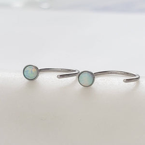 Delicate Opal Hug Hoops • Titanium • 20 Gauge • Thin Opal Hoops • Bezel Set • Modern Hoop Earrings • Tiny Hug Hoops • Delicate Earrings