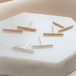 Little Modern Bar Studs • Silver Bar Earrings • Dainty Minimalist Studs • Tiny Bar Studs • Multiple Piercings • Clean Lines • Ear Stack