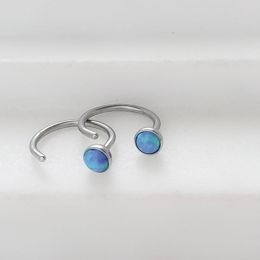 Delicate Opal Hug Hoops • Titanium • 20 Gauge • Thin Opal Hoops • Bezel Set • Modern Hoop Earrings • Tiny Hug Hoops • Delicate Earrings