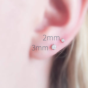 Tiny Diamond CZ Flat Back Studs • Threadless • Lobe • Labret • Monroe • Cartilage • Lip • Body Jewelry • Implant Grade Titanium • 18g