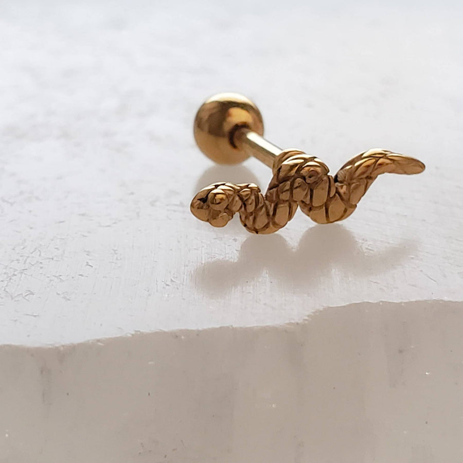 Snake Studs • Ball Back • Screw Back • Gold Snake Earrings • Small Stud Earrings • Little Snakes • 16g • Snake Jewelry • Body Jewelry