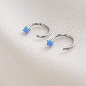 Delicate Opal Hug Hoops • Prong Set • 20g• Thin Opal Hoops • Open Skinny Hoop • Modern Hoop Earrings • Tiny Hug Hoops • Delicate Earrings