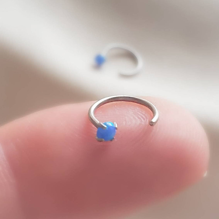 Delicate Opal Hug Hoops • Prong Set • 20g• Thin Opal Hoops • Open Skinny Hoop • Modern Hoop Earrings • Tiny Hug Hoops • Delicate Earrings