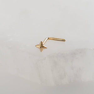 14K Gold Star Nose Stud • L Bend Nose Stud • 20 Gauge Nose Jewelry • Tiny Star Nose Stud • Diamond Star Stud • Compass Star Stud