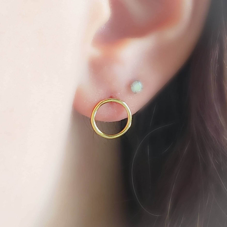 Dainty Modern Circle Studs • Petite Gold Studs • Circle Earring Posts • Simple Minimal Earrings • Silver Circles • Great Gift