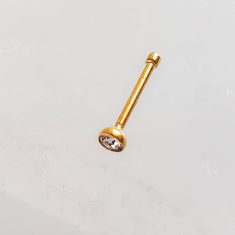 Bezel Set CZ Nose Bone • Sparkly Nose Bone • Dainty Nose Jewelry • Gold & CZ Nose Stud • 20 Gauge • 18G • Body Jewelry • Minimalist Style