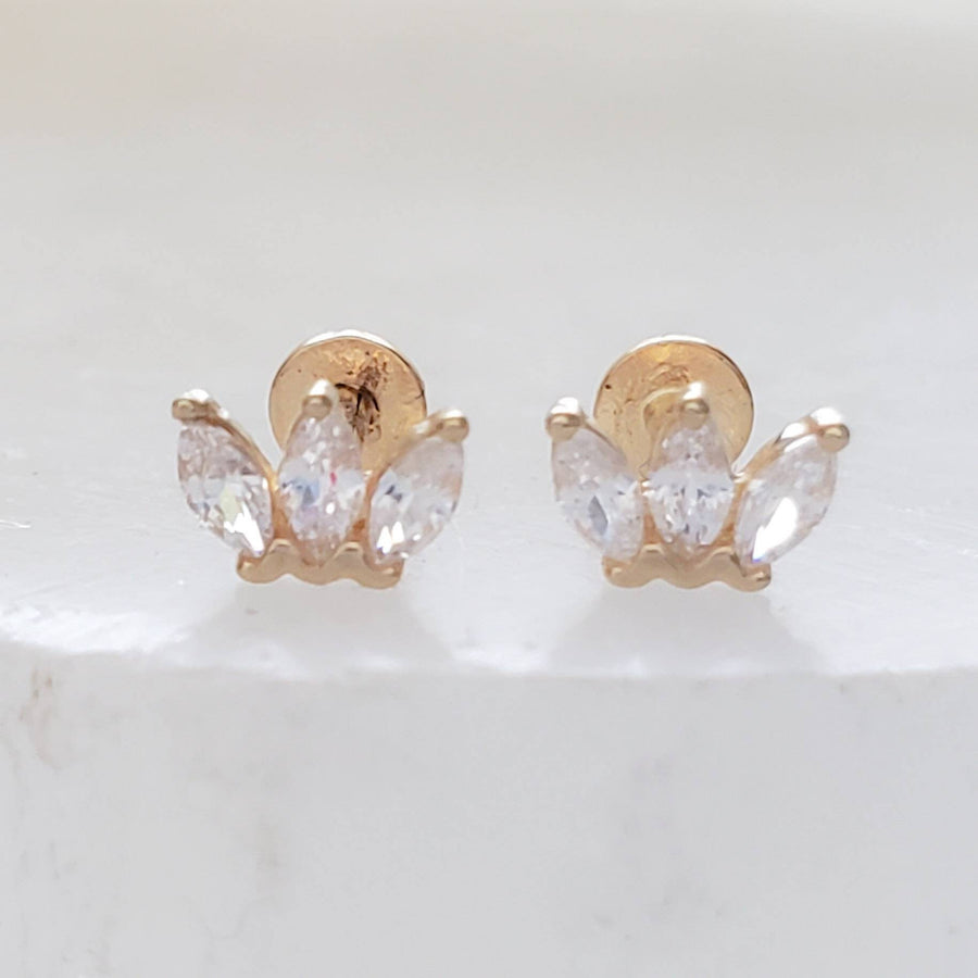 Marquise Diamond CZ Flat Back Studs