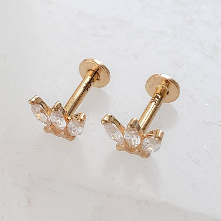 Marquise Diamond CZ Flat Back Studs