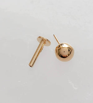 14k Flat Back Ball Studs • Comfort Studs • Sleep In Earrings • Push In Flat Back • Ear Stack • Multiple Piercings • 18g • Fine Body Jewelry