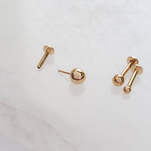 14k Flat Back Ball Studs • Comfort Studs • Sleep In Earrings • Push In Flat Back • Ear Stack • Multiple Piercings • 18g • Fine Body Jewelry