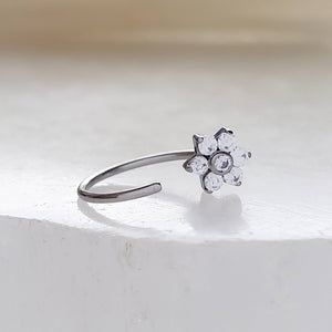 SPARKLE Flower Hug Hoops • Thin CZ Cluster Hoops • Open Skinny Hoop • Modern Hoop Earrings • Tiny Hug Hoops • Dainty Earrings • 20g