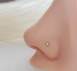 Bezel Set CZ Nose Bone • Sparkly Nose Bone • Dainty Nose Jewelry • Gold & CZ Nose Stud • 20 Gauge • 18G • Body Jewelry • Minimalist Style