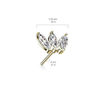 Marquise Diamond CZ Flat Back Studs