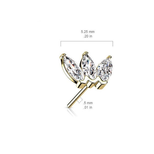 Marquise Diamond CZ Flat Back Studs