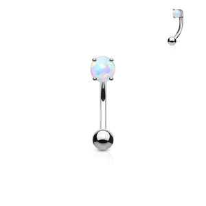 Opal Belly Ring • Prong Set Lab Opal • Non Dangle Belly Stud • Navel Piercing • 16 Gauge • Petite Belly Ring • Surgical Steel • Eyebrow Ring