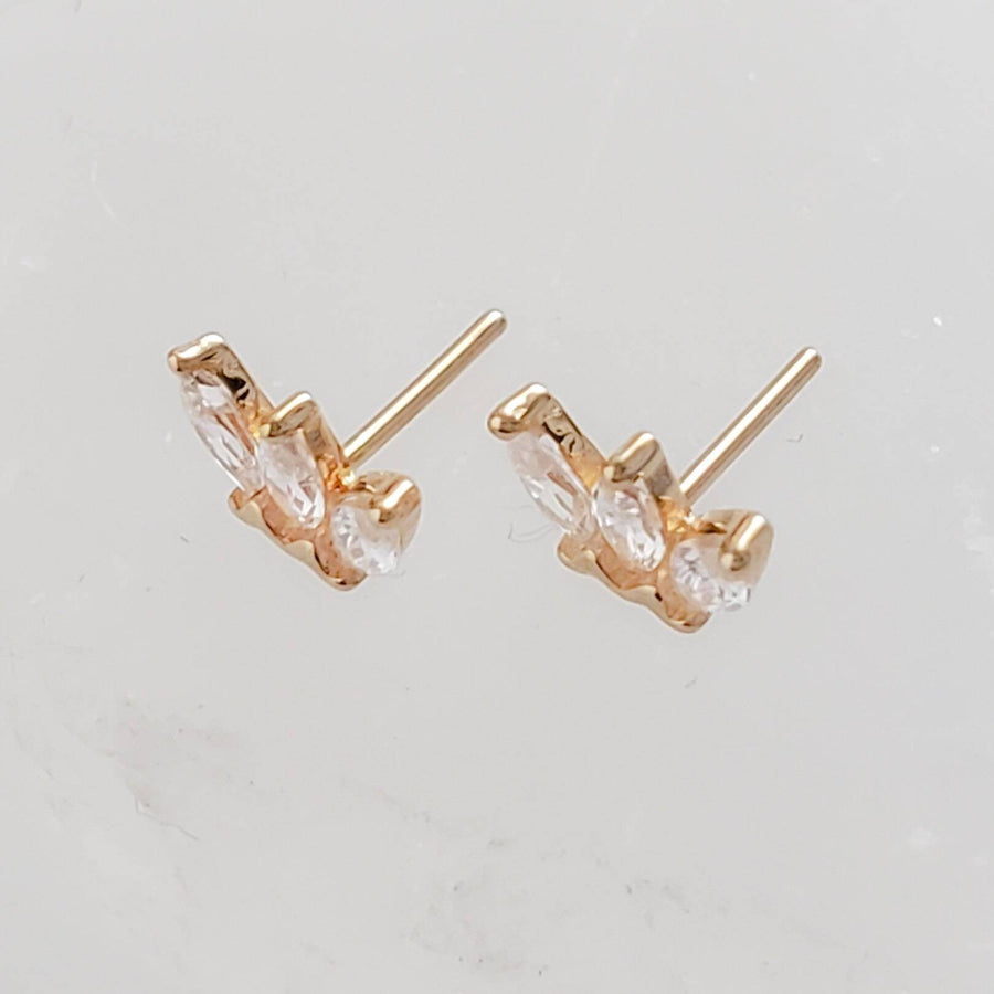 Marquise Diamond CZ Flat Back Studs