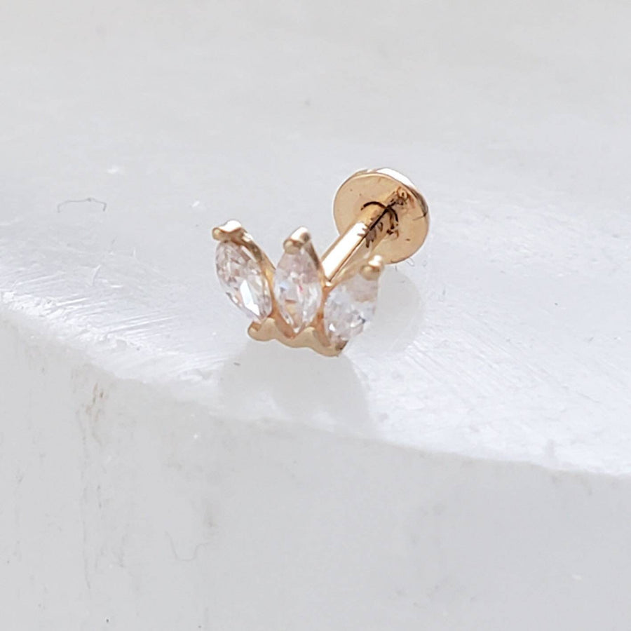 Marquise Diamond CZ Flat Back Studs