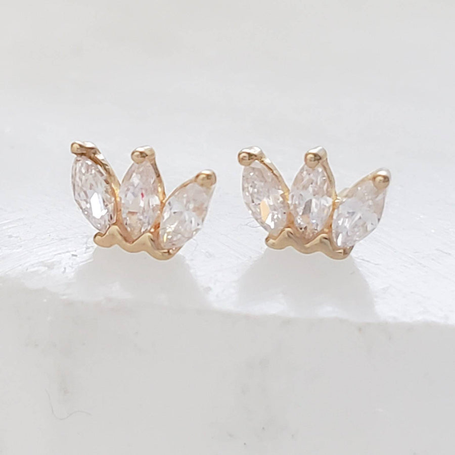 Marquise Diamond CZ Flat Back Studs