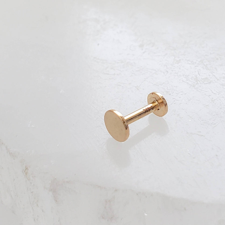 Single 14K Gold push in style flat back earring stud. Comfort fit, nap style earrings by Studio Blue on Etsy