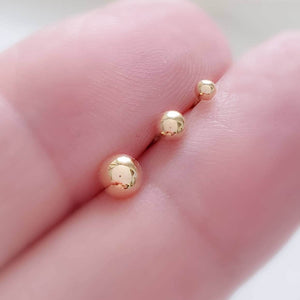 14k Flat Back Ball Studs • Comfort Studs • Sleep In Earrings • Push In Flat Back • Ear Stack • Multiple Piercings • 18g • Fine Body Jewelry