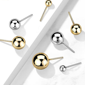 14k Flat Back Ball Studs • Comfort Studs • Sleep In Earrings • Push In Flat Back • Ear Stack • Multiple Piercings • 18g • Fine Body Jewelry