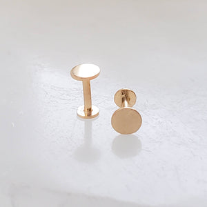 14K Gold push in style flat back earring studs. Comfort fit, nap style earrings by Studio Blue on Etsy