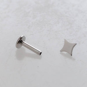 Four-point starburst design in a screw-in style flat back design. 16 Gauge Surgical Steel or 14K Gold plated earrings studs by Studio Blue on Etsy