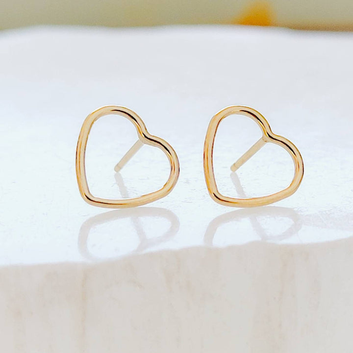 Delicate Gold Heart Studs • Wire Heart Studs • Heart Shaped Earrings • Delicate Heart Studs • Dainty Golden Hearts • Simple Wire Hearts