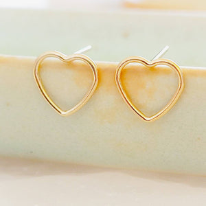 Delicate Gold Heart Studs • Wire Heart Studs • Heart Shaped Earrings • Delicate Heart Studs • Dainty Golden Hearts • Simple Wire Hearts