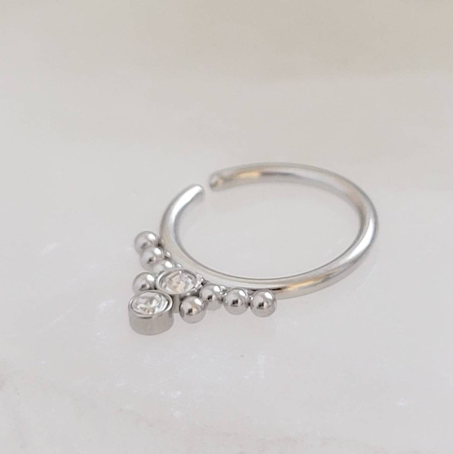 Bendable Septum Ring with Sparkling CZ Accent • Cubic Zirconia • 18 Gauge Surgical Steel • Boho Style • Gold Daith Hoop • Tragus or Rook