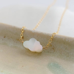 Cute Little Cloud Necklace • Mother of Pearl Cloud • Dainty Carved Cloud Charm • Cloud Jewelry • Dreamy Cloud Jewelry