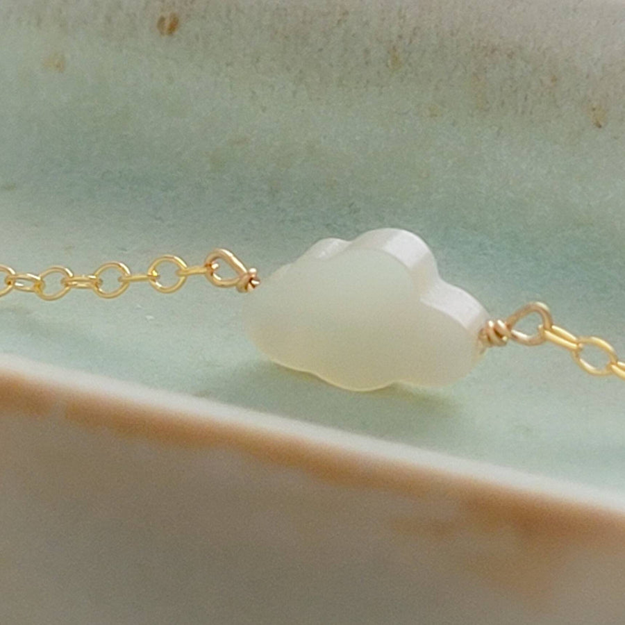 Cute Little Cloud Necklace • Mother of Pearl Cloud • Dainty Carved Cloud Charm • Cloud Jewelry • Dreamy Cloud Jewelry