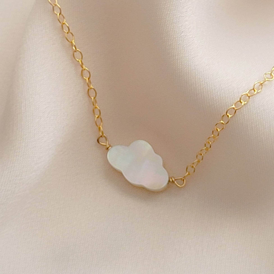 Cute Little Cloud Necklace • Mother of Pearl Cloud • Dainty Carved Cloud Charm • Cloud Jewelry • Dreamy Cloud Jewelry