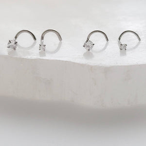 CZ Titanium Nose Screw • 18g or 20g • Implant Grade • 2mm and 3mm Prong Set Diamond CZ • Delicate Nose Stud • Dainty Stud •