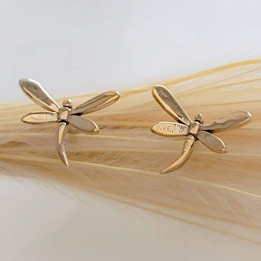 Tiny Dragonfly Stud Earrings • Gold Dragonflies • Insect Studs • Sterling Silver Dragonfly • Post Earrings • Bug Earrings