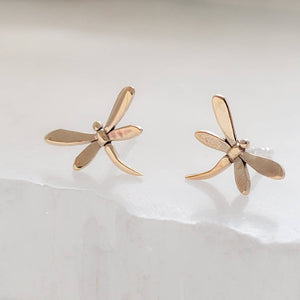 Tiny Dragonfly Stud Earrings • Gold Dragonflies • Insect Studs • Sterling Silver Dragonfly • Post Earrings • Bug Earrings