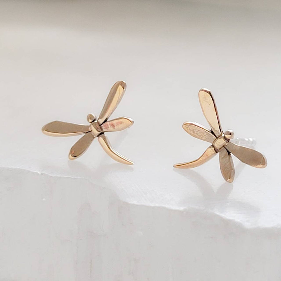 Tiny Dragonfly Stud Earrings • Gold Dragonflies • Insect Studs • Sterling Silver Dragonfly • Post Earrings • Bug Earrings