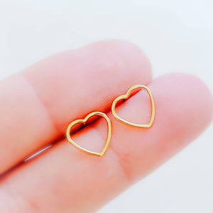 Delicate Gold Heart Studs • Wire Heart Studs • Heart Shaped Earrings • Delicate Heart Studs • Dainty Golden Hearts • Simple Wire Hearts